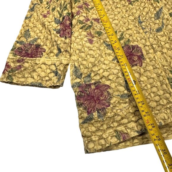 Soft Surroundings Embroidered Jacket Sz. XL Mustard Floral Artsy Lagenlook Boho - Picture 7 of 11